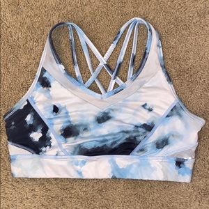 Blue and White Patterned LuLu Lemon Sports Bra